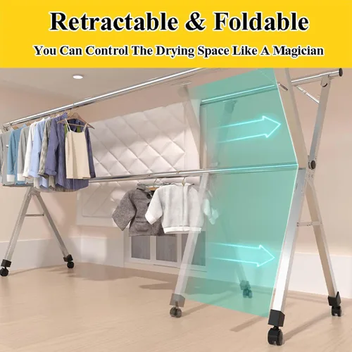 Miniatura 2 de This Clothes Drying Rack Heavy Duty Outdoor, Adjustable and Foldable Space Saving Laundry Drying Rack, Stainless Steel Laundry Garment Dryer