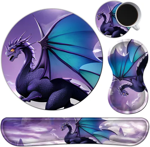 Miniatura 8 de Alfombrilla para mouse con soporte de muñeca para teclado y reposamuñecas [4 en 1], fácil de escribir, alivio del dolor, cojín de gel de espuma