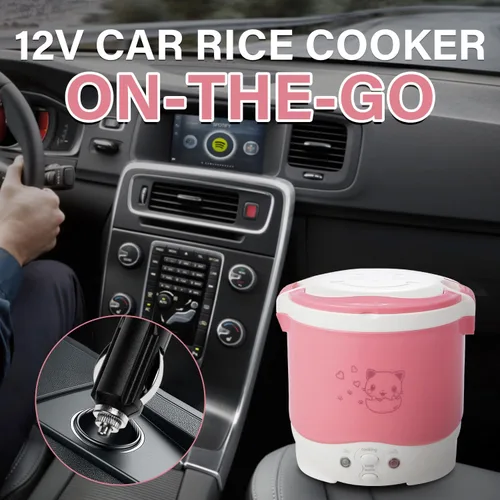 Miniatura 2 de OSBA Mini Arrocera, Arrocera de Viaje Pequeña de 1L 12V para Auto, Cocina para Sopa, Papilla y Arroz, Función de Cocinado, Calentamiento