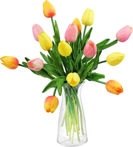 Miniatura 7 de FiveSeasonStuff - Flores artificiales de tulipanes, se sientes reales al tacto, ideales como ramo de boda, decoración del hogar, fiesta, arreglos