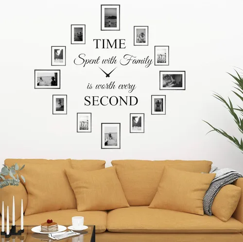 Miniatura 2 de World of Wall Decal Tiempo Pasado con la Familia Vale Cada Segundo Calcomanía Decorativa para Pared Reloj Familiar Cita Vinilo Arte de Pared DIY Los