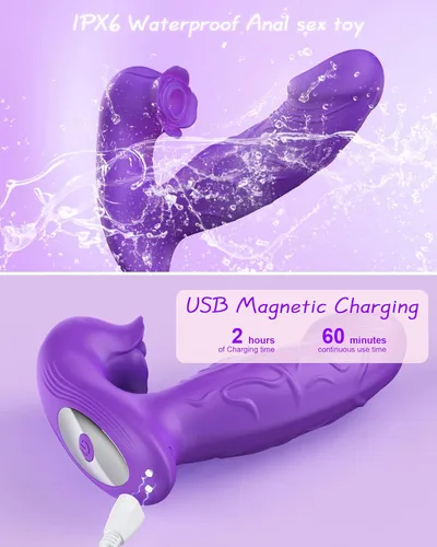 Miniatura 6 de Juguete Vibrador Rosa para Mujer, Estimulador Consolador de Succión con 9 Modos de Vibradores Succionadores, Control Remoto Estimulación del Punto G