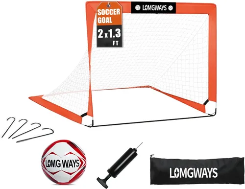 LOMGWAYS Soccer Goal – Foldable Frame Net for Kids + Youth – Indoor + Outdoor Soccer Goal with Carry Bag – Easy Set up – Multiple Sizes for Practice