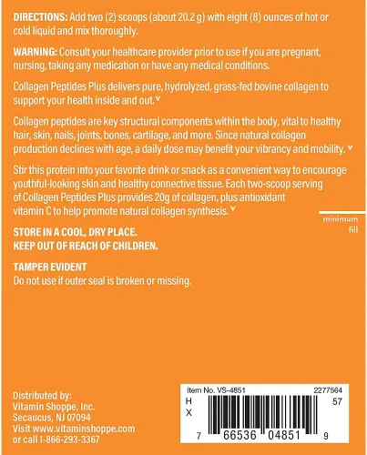 Miniatura 3 de The Vitamin Shoppe Péptidos de colágeno: elasticidad de la piel, salud de las articulaciones y apoyo del cabello, colágeno hidrolizado