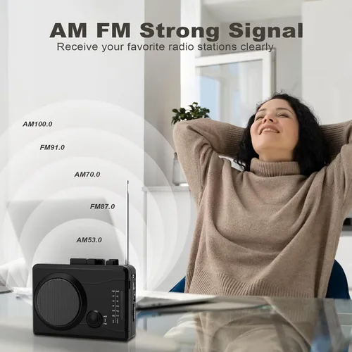 Miniatura 5 de Grabadora de cinta portátil para reproductor de casete, convertidor digital de cinta de casete a MP3, estación de radio AM/FM, grabación inversa