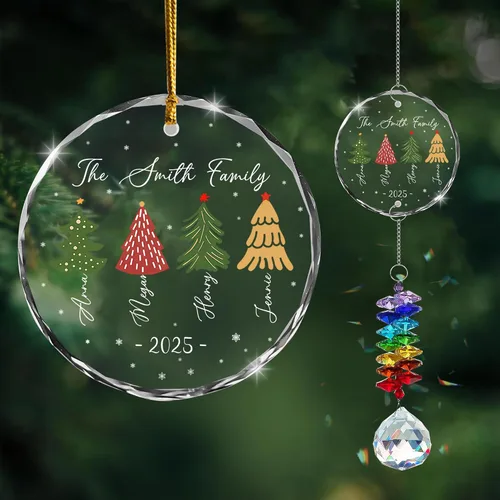Miniatura 16 de Adorno de cristal con foto personalizada 2026 – Adorno de Navidad familiar personalizado, nombre personalizado, foto, fecha, recuerdo del día