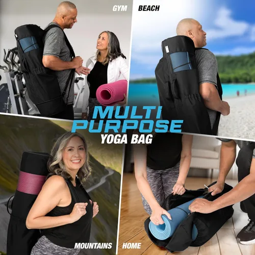 Miniatura 9 de MAGNILAY Bolsa para esterilla de yoga, para mujeres y hombres, bolsa de yoga con bolsillos y correa ajustable, soporte para esterilla de yoga, se
