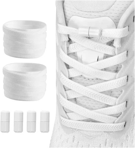 2 pares de cordones elásticos sin atar para zapatos planos para niños y adultos, sistema de cordones elásticos sin atar