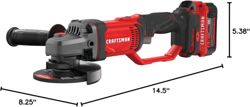 Miniatura 15 de CRAFTSMAN V20 Kit de herramientas de amoladora angular inalámbrica, 4-1/2 pulgadas, batería y cargador incluidos (CMCG400M1)