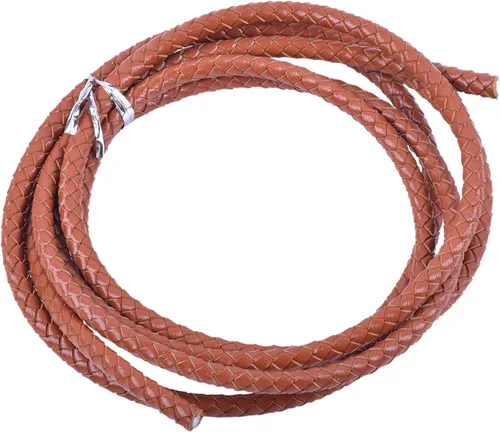 Miniatura 22 de KONMAY 2 yardas 8.0mm Cordón redondo de cuero trenzado auténtico marrón antiguo para corbata de bolo