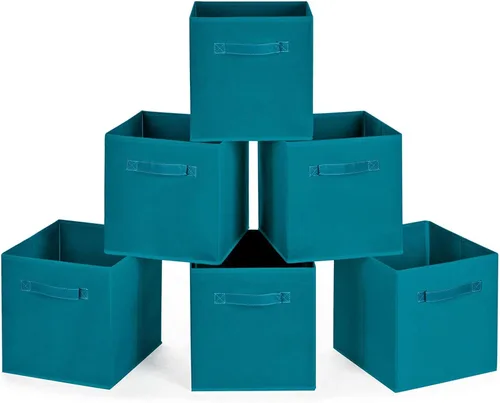 Miniatura 8 de MaidMAX Contenedores de almacenamiento de tela de 10.5 x 10.5 x 11 pulgadas, cubos plegables de tela para el hogar, dormitorio, armario, cajones