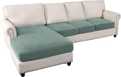 Miniatura 23 de MIFXIN Fundas para sofá modular, 3 piezas, funda de asiento de sofá de terciopelo elástico en forma de L, funda de cojín separada, protector