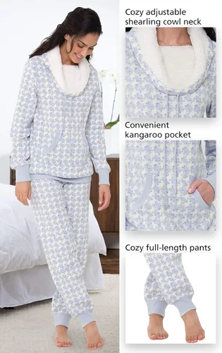 Miniatura 5 de PajamaGram Conjuntos de pijama para mujer, pijama de invierno para mujer, cuello redondo de oveja