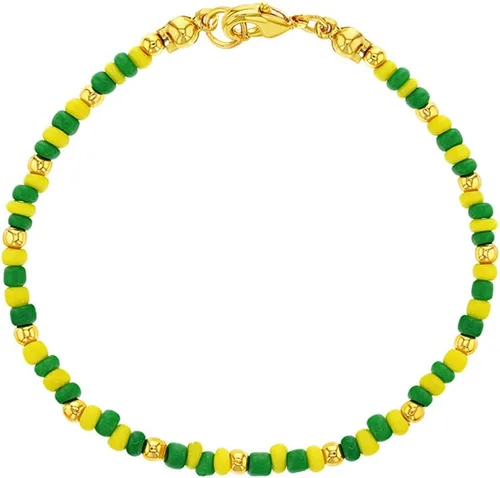 In Season Jewelry Babalawo - Pulsera unisex con cuentas doradas y amarillas para hombres y mujeres adultos, Plástico, Sin gemas.