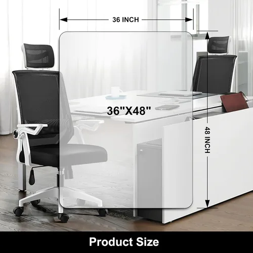 Miniatura 6 de Kuyal Tapete para silla de oficina para suelo de madera dura, 36 x 48 pulgadas rectangular transparente, tapete de escritorio grueso y duradero