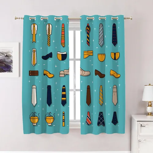 Miniatura 162 de Cortinas opacas de poliéster multicapa para cafetería, con diseño de diamantes, 2 unidades, 26 x 24 pulgadas