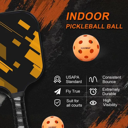 Miniatura 2 de Navona 40 Pack Premium 26-Holes Orange Indoor Pickleball Balls, Meet USAPA Official Requirement, Perfectly Balanced, High Bounce True Flight