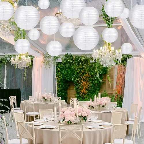 Miniatura 6 de Faroles de papel blanco redondos chinos para fiestas, decoración del hogar y bodas, varios tamaños de 6 pulgadas, 8 pulgadas, 10 pulgadas, 12