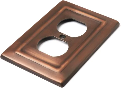 Miniatura 4 de Monarch Abode Placa de cubierta de toma de corriente dúplex – Placas de pared de enchufe de cobre antiguo de 1 banda, placas de cubierta de toma