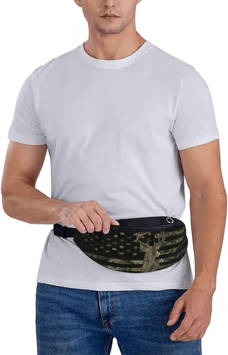 Miniatura 5 de Cangurera de camuflaje con diseño de bandera estadounidense de camuflaje para hombres y mujeres, correa ajustable para viajes, senderismo, ciclismo