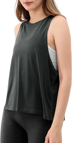 Miniatura 3 de ODODOS Paquete de 3 camisetas sin mangas sueltas para mujer, camisetas sin mangas para gimnasio, atletismo, entrenamiento, camisetas de yoga