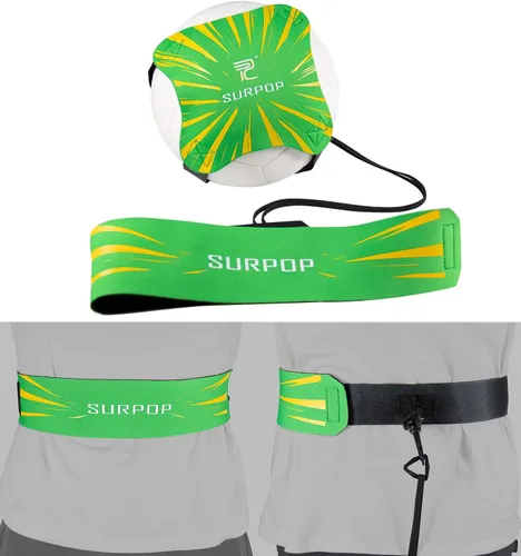 Miniatura 6 de Entrenador de fútbol/voleibol/rugby, patada y lanzamiento de fútbol, ayuda de entrenamiento para práctica en solitario, control de habilidades, Verde