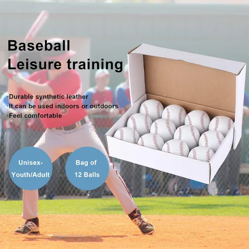 Miniatura 4 de Paquete de 12 pelotas de béisbol de entrenamiento de práctica para niños/jóvenes, pelotas de béisbol de 9 pulgadas para lanzar autógrafos de béisbol