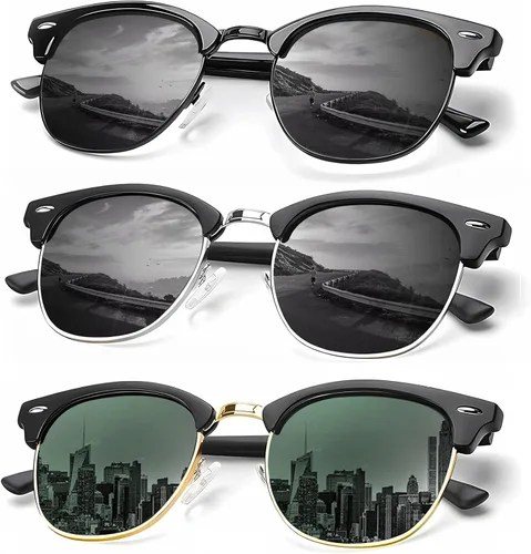 Miniatura 34 de KALIYADI - Gafas de sol polarizadas para hombres y mujeres unisex, marco semirretráctil, estilo retro, para conducir, con bloqueo UV