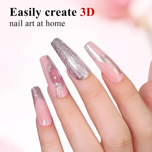 Miniatura 3 de Gel para esculpir arte de uñas 3D de 0.51 onzas, multifuncional para moldear dibujo y pegamento de gemas, gel transparente que no se limpia