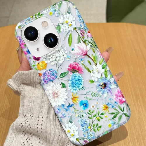 Miniatura 8 de J.west Funda para iPhone 13 de 6,1 pulgadas, diseño femenino lindo diseño de fundas para mujer, suave y delgado, diseño floral flores silvestres