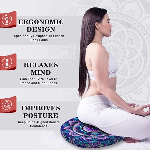 Miniatura 5 de Cojín de meditación con mandala, tapete de meditación bohemio, almohadas de meditación para sentarse en el suelo, cojines para sentarse en casa y al