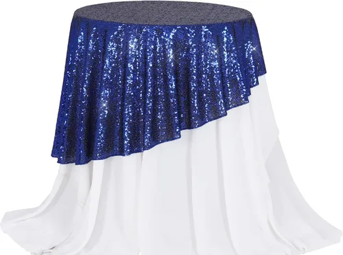 Miniatura 151 de PartyDelight Mantel de lentejuelas redondo de 50 pulgadas, color dorado claro, adorno de mesa para decoración de bodas, fiestas, cumpleaños
