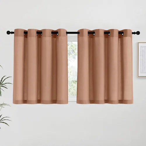 Miniatura 244 de NICETOWN Cortinas de lino natural con textura de lino para dormitorio, mezcla de lino rústica con ojales en la parte superior, semitransparentes
