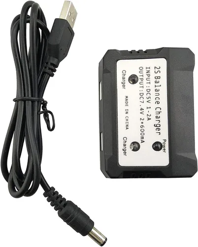 Miniatura 5 de Baterías de litio de 7.4 V 1100 mAh (2 piezas) con cargador 2 en 1 para WLtoys A949 A959 A969 A979 S989 V912 T23 T55 F45 RC Control remoto batería