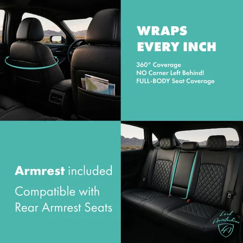 Miniatura 3 de Lord AutoFashion - Fundas de asiento para Toyota Tacoma 2016-2023 Turin Diamond de ajuste personalizado, impermeables, de cuero ecológico, diseño