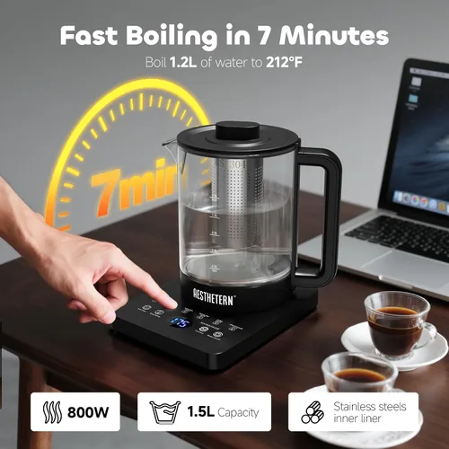 Miniatura 3 de Tetera Eléctrica de Té con Infusor, Control de Temperatura y Apagado Automático de 24 H Mantiene Caliente para Calentador de Agua de Café y Tetera