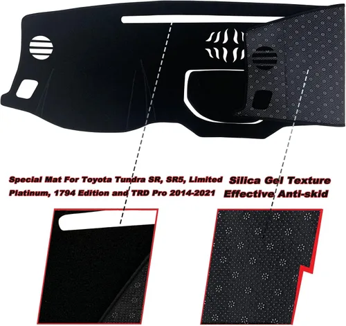 Miniatura 2 de Cubierta de tapete para salpicadero, consola central interior personalizada compatible con Toyota Tundra 2014, 2015, 2016, 2017, 2018, 2019, 2020
