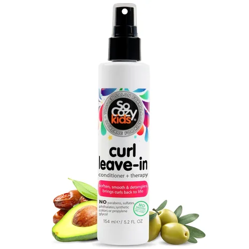 So Cozy - Espray acondicionador sin enjuague, desenredante de cabello para niños y acondicionador para cabello rizado, sin parabenos, rizos sin