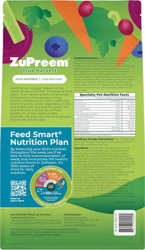 Miniatura 9 de ZuPreem Alimento Natural para Aves, Pellets de Alimento para Aves para Amazonas, Cacatúas y Guacamayos, ZuPreem Core Nutrition, Hecho en Estados