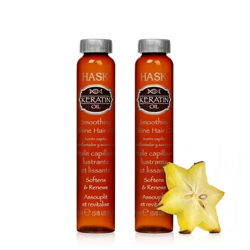 HASK KERATIN PROTEIN - Viales de aceite suavizante para el cabello, control del encrespamiento y todo tipo de cabello, color seguro, sin gluten, sin