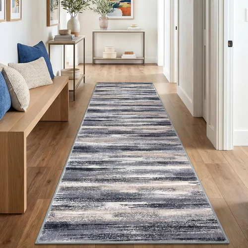 Miniatura 17 de Alfombra de pasillo moderna Lansny 2 x 6 pulgadas, alfombra de cocina lavable verde mostaza multicolor, alfombra antideslizante suave para pasillo