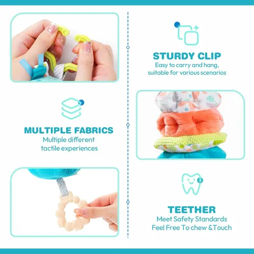 Miniatura 4 de Jollybaby Juguetes musicales para bebé con cuerda para tirar y colgar para cochecito, asiento de coche, cuna, gimnasio de juego, juguete de ballena