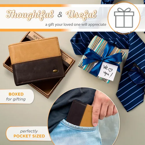 Miniatura 7 de Christian Art Gifts Cartera clásica de cuero de grano completo para hombre con emblema cruzado, bloqueo RFID para tarjetas, identificación, ranuras