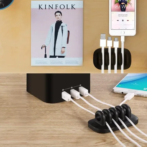 Miniatura 4 de Monaco Soporte de clip de cable con peso para administración de cables de escritorio (negro)