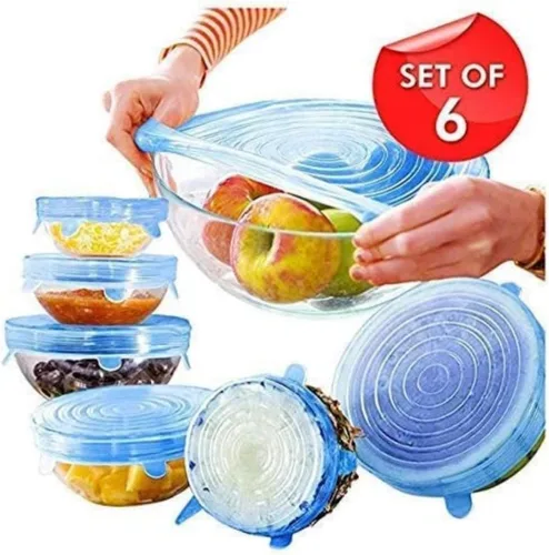 Miniatura 2 de Tapas elásticas de silicona, multitamaño, reutilizables, para alimentos y cuencos, aptas para lavavajillas y congelador (multicolor)