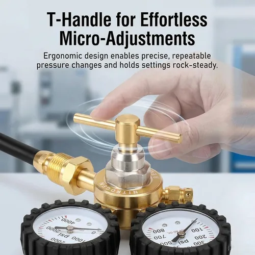 Miniatura 6 de Kit de llenado de choque de nitrógeno con portabrocas Schrader sin pérdida de calibre de nitrógeno de 700 psi, compatible con golpes con una válvula