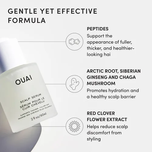 Miniatura 5 de OUAI Suero para el cuero cabelludo – Suero equilibrante para el cabello con extracto de trébol rojo, ginseng siberiano y péptidos para un cabello