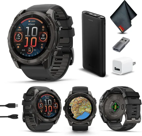 Miniatura 16 de Garmin Fenix 8 47MM AMOLED Zafiro Premium Multisport GPS Smartwatch de Titanio con Banda de Silicona Spark Orange/Grafito, Linterna LED Integrada