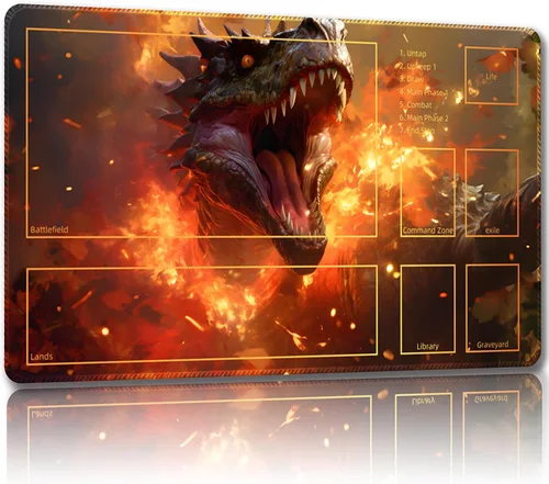 Miniatura 7 de Tapete de juego para MTG con bolsas de almacenamiento gratis, tapete de juego de 24 x 14 pulgadas TCG y alfombrillas de juego de mesa para cartas