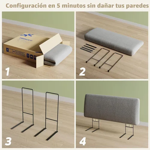 Miniatura 3 de Pinmoco Cabecero tapizado moderno para cama tamaño Queen, altura ajustable y cabecero ergonómico, fácil de montar, resistente y duradero, acabado